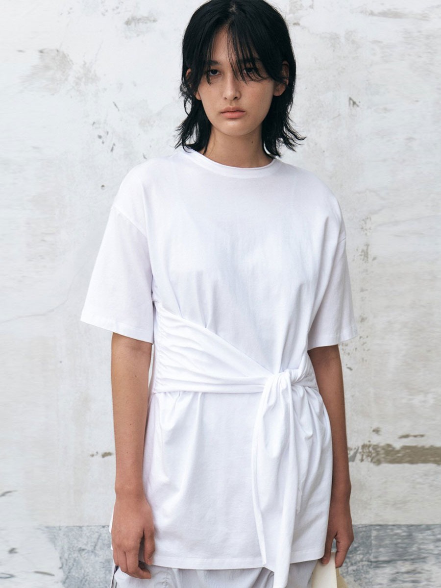 [INSILENCE WOMEN] 노티드 오버사이즈 티셔츠 - WHITE