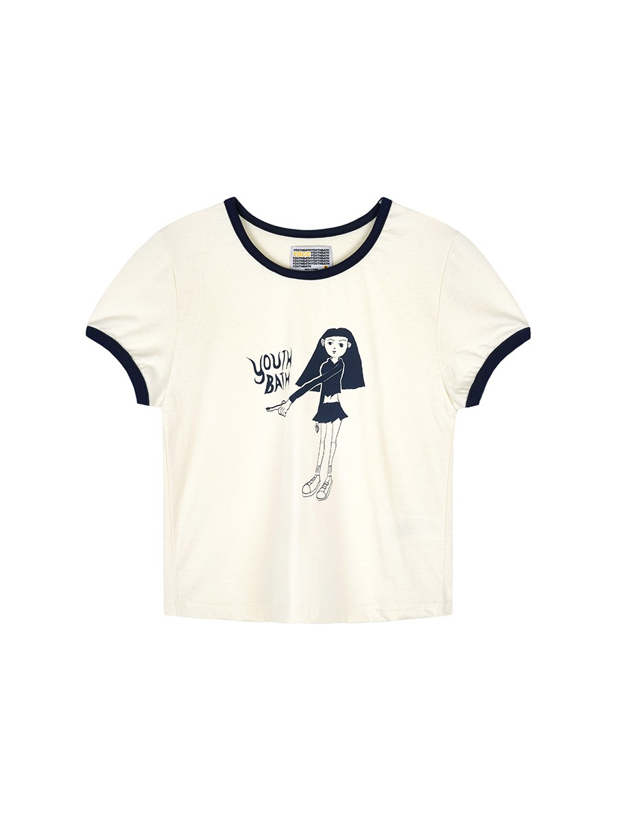 [YOUTHBATH] POINTING GIRL T-SHIRT - WHITE